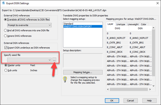 Select MicroStation seed file