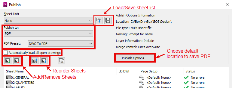 Publish options