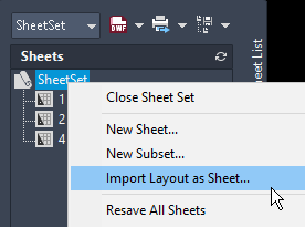 Import Layout as Sheet
