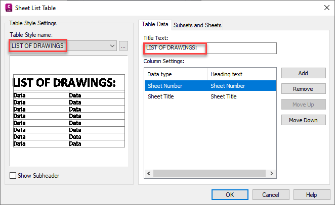 Import Layout as Sheet