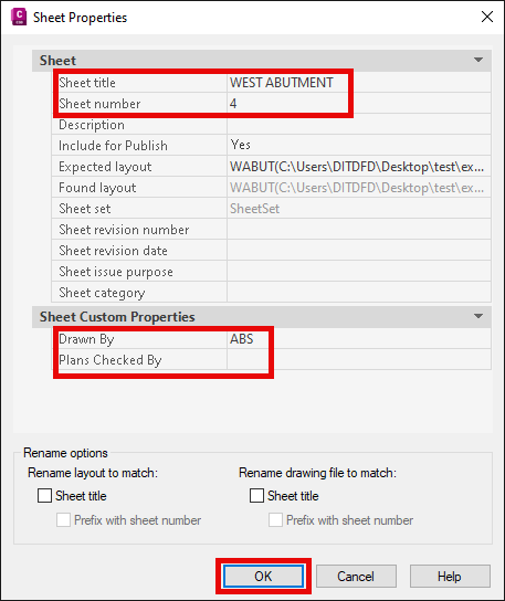 Sheet Properties