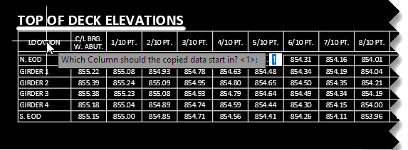 Select column to paste to