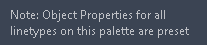 Linetypes Component Palette note