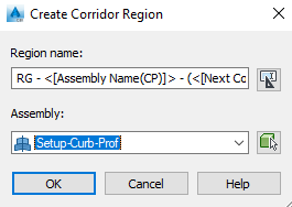 Rural intersection: curb return setup corridor